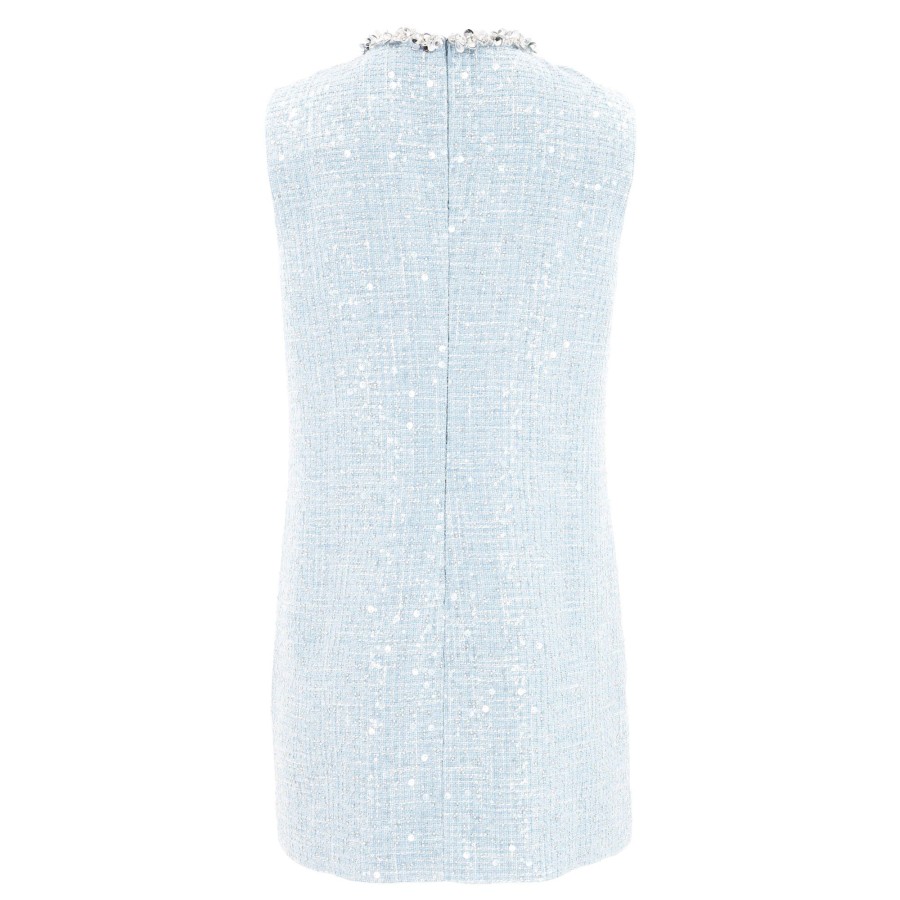 Clothing Self-Portrait | Sequin Boucle Sleeveless Mini Shift Dress Blue