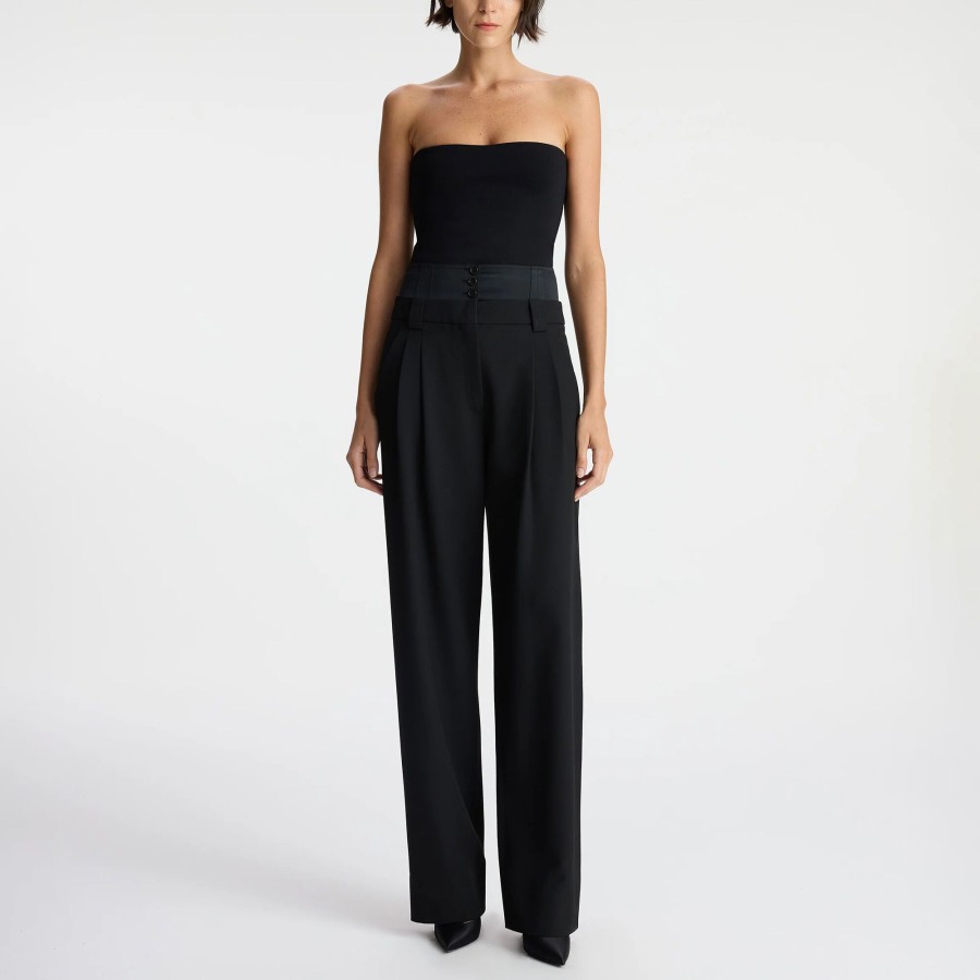Clothing A.L.C. | Brady Satin Contrast Pant Black