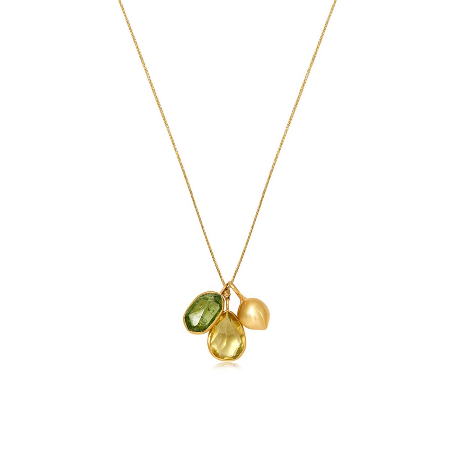 Jewelry Pippa Small | 18Kt Gold Gaia Cluster Necklace Green/Lemon