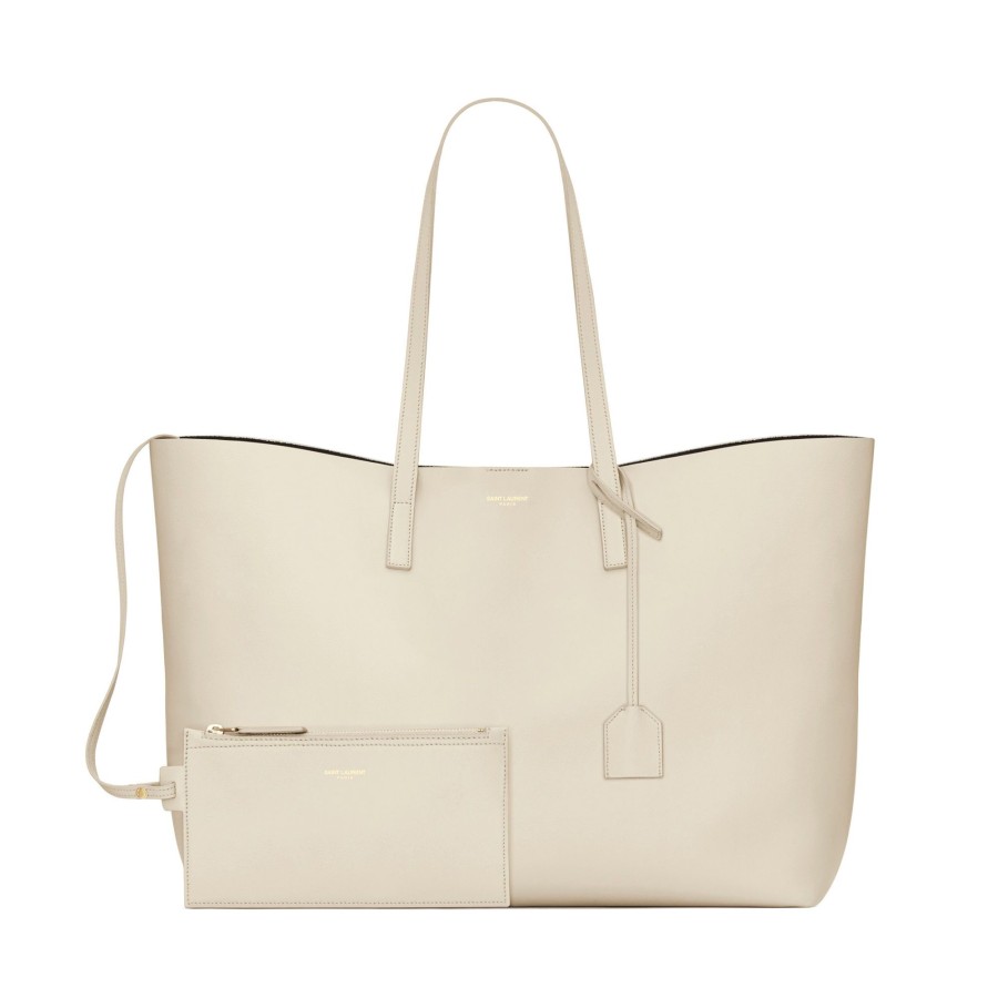 Handbags Saint Laurent | Leather Shopping Tote Crema Soft
