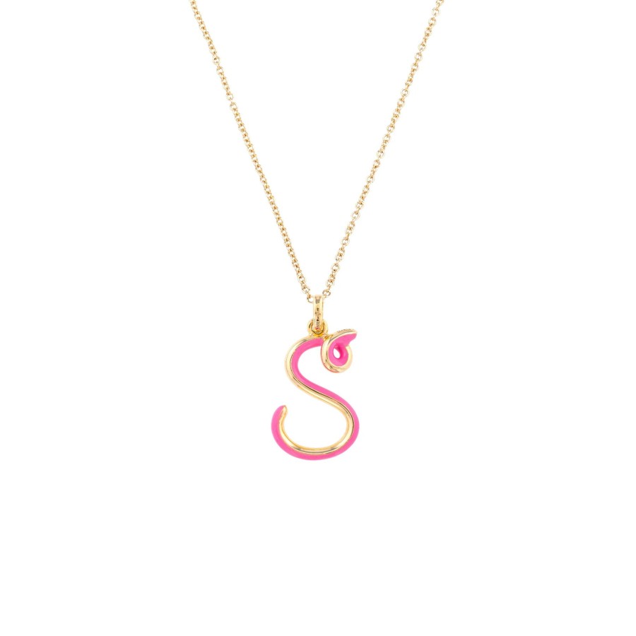 Jewelry Bea Bongiasca | Letter S Charm Necklace Pink