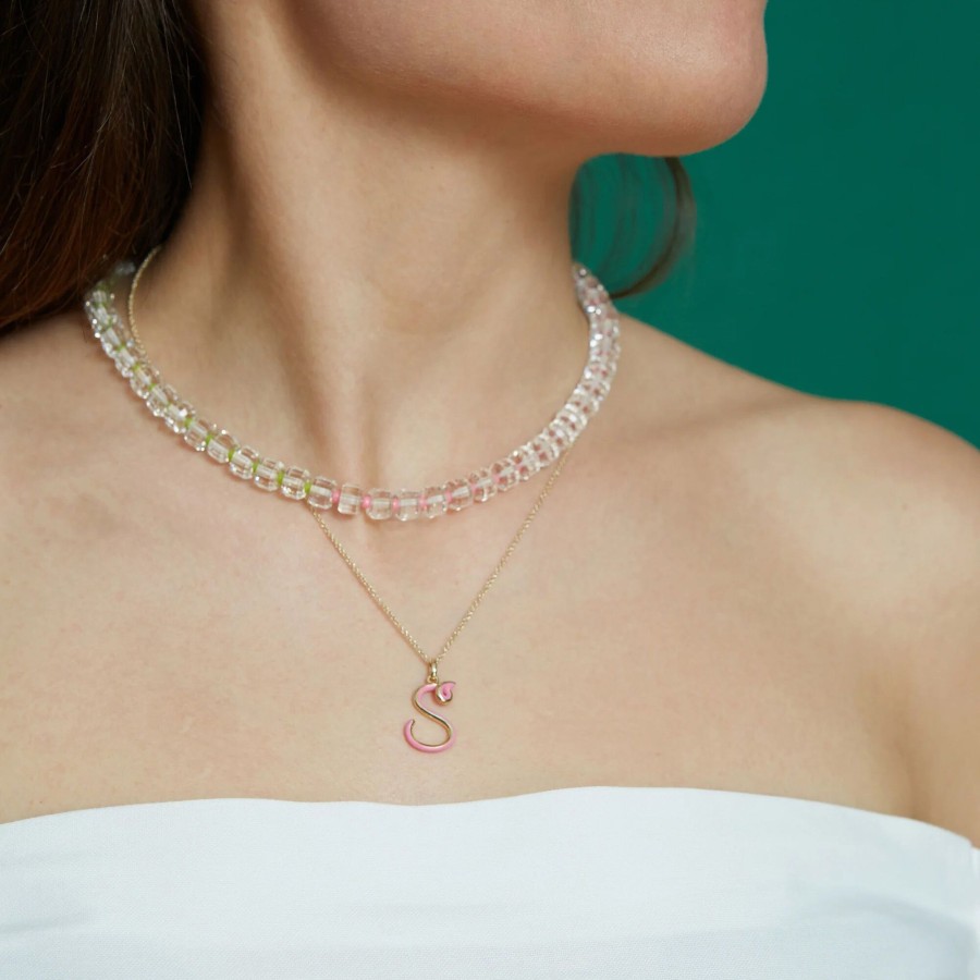 Jewelry Bea Bongiasca | Letter S Charm Necklace Pink
