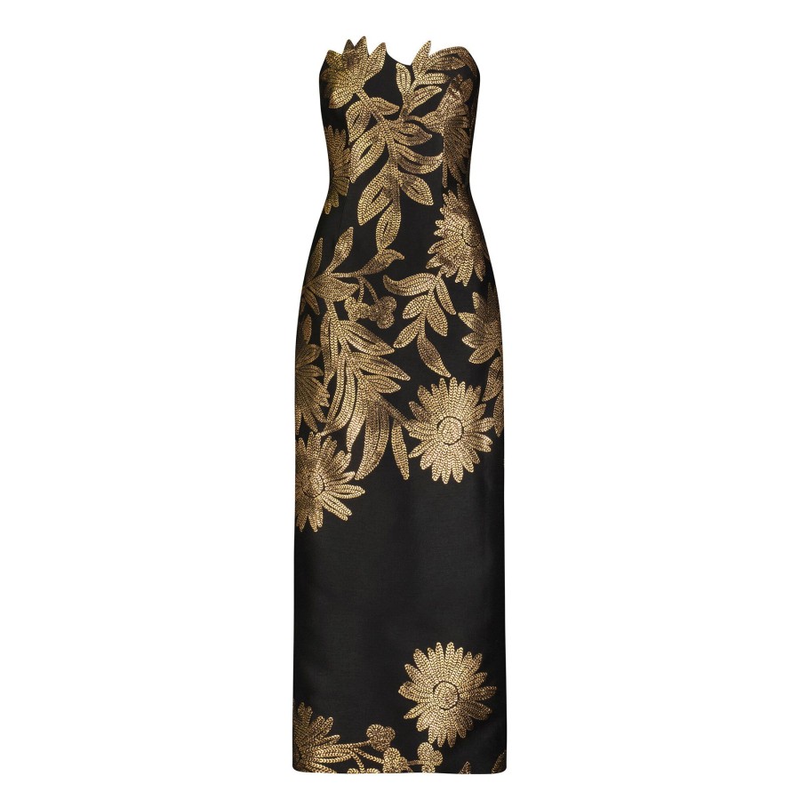 Clothing Lela Rose | Jacquard Strapless Column Maxi Dress Black