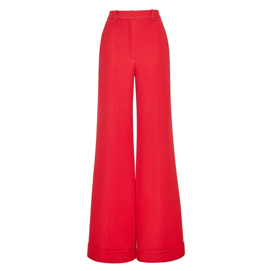Clothing Adam Lippes | Deeda Pant In Silk Wool Vermilion
