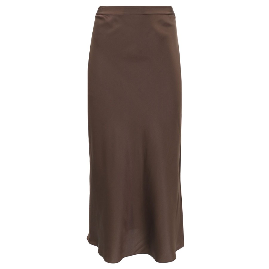 Clothing Twp | Blythe Silk Charmeuse Skirt Turkish Coffee