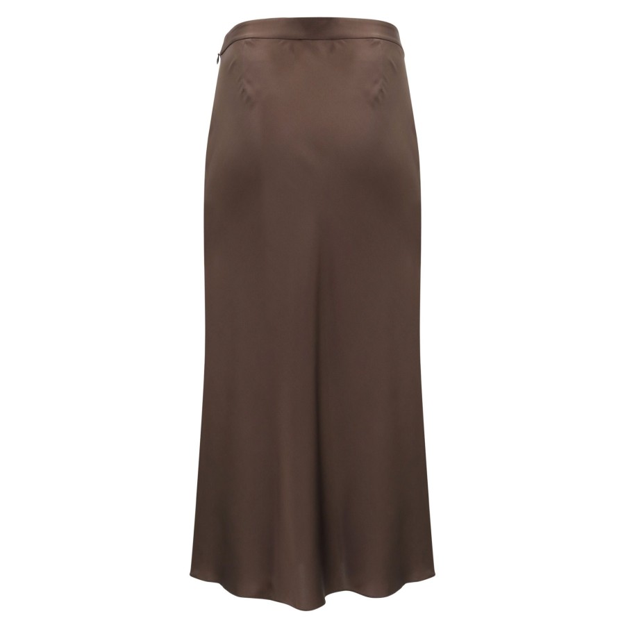 Clothing Twp | Blythe Silk Charmeuse Skirt Turkish Coffee