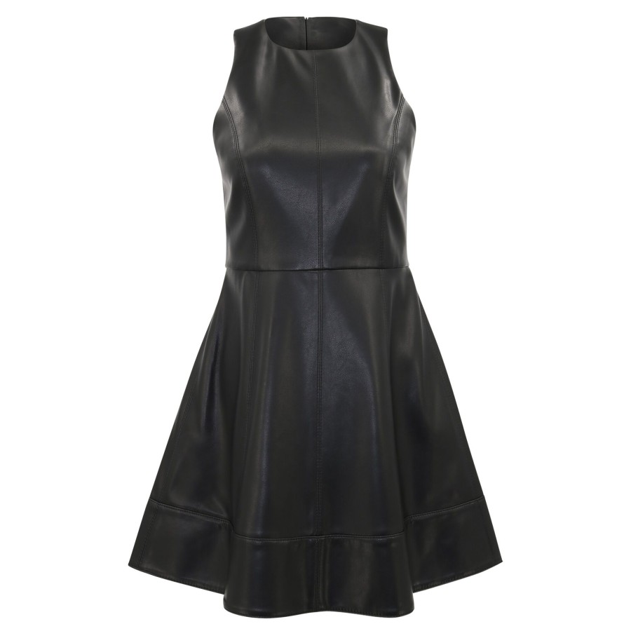 Clothing Alexis | Lorenza Vegan Leather Dress Noir