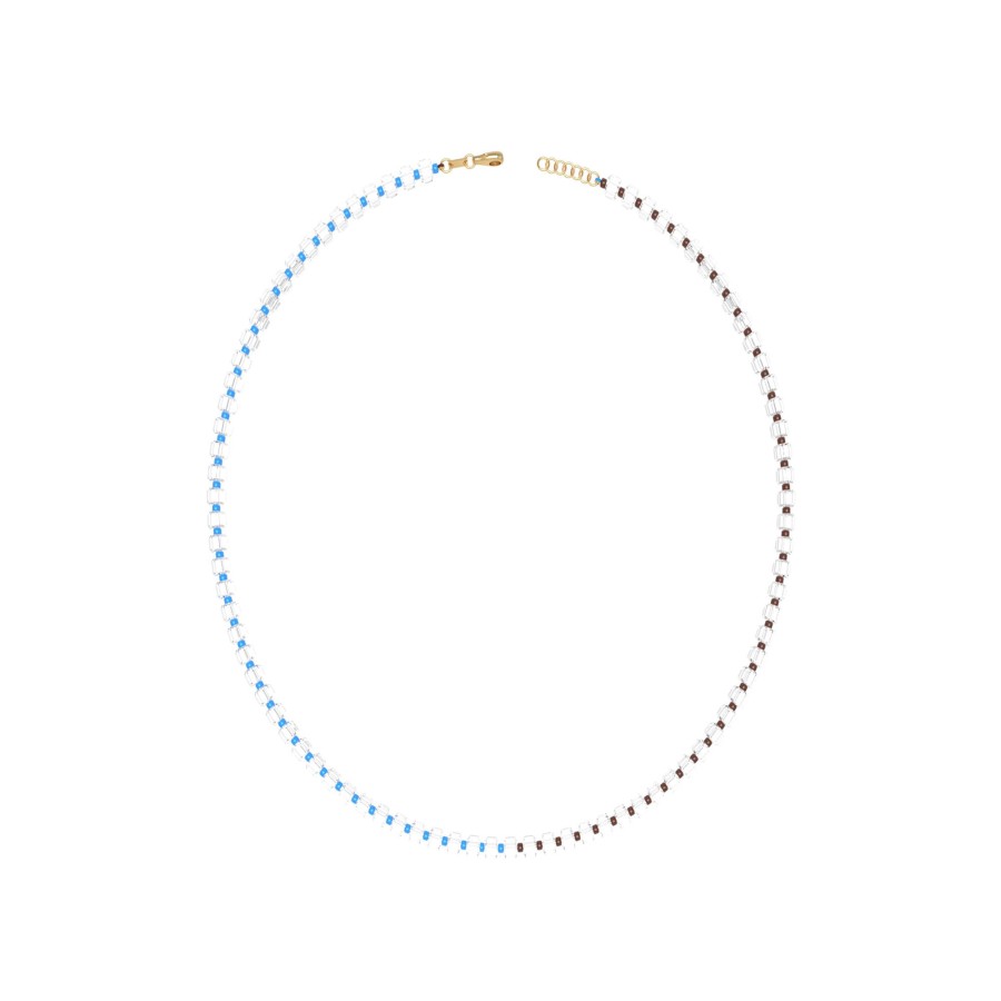 Jewelry Bea Bongiasca | B Beaded Long Necklace Blue/Chocolate