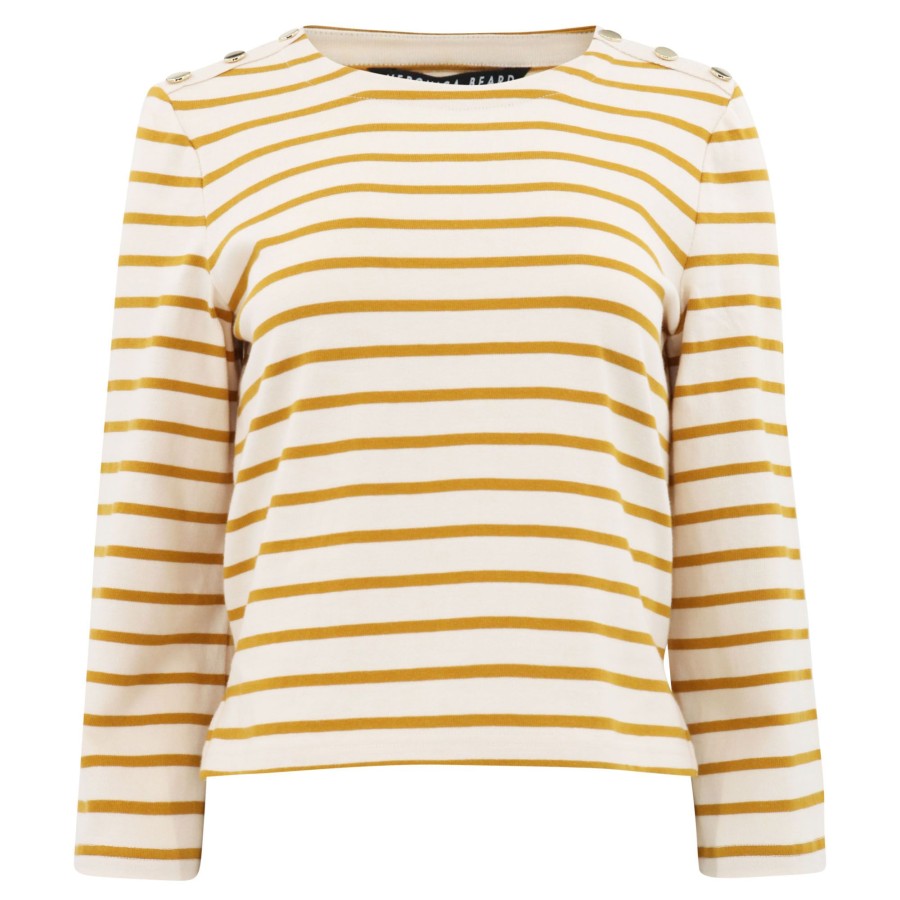 Clothing Veronica Beard | Hovey Striped Top Saffron Off White