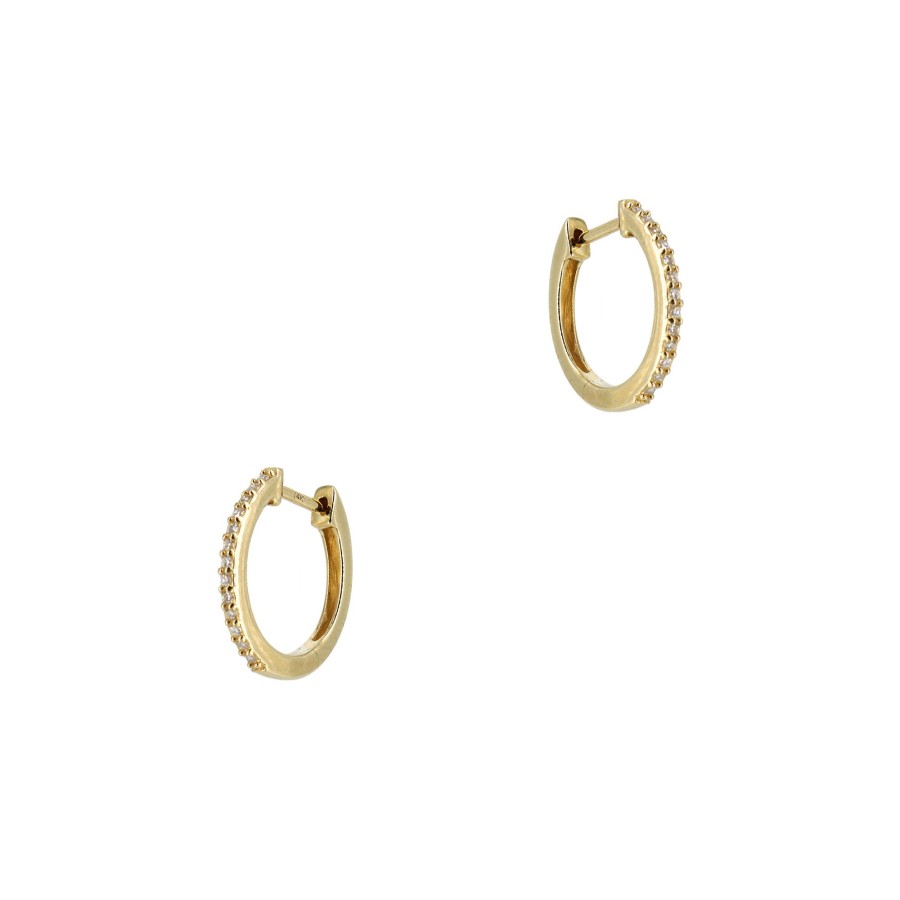 Jewelry Cindy Ensor | Single Row Diamond Huggies Gold