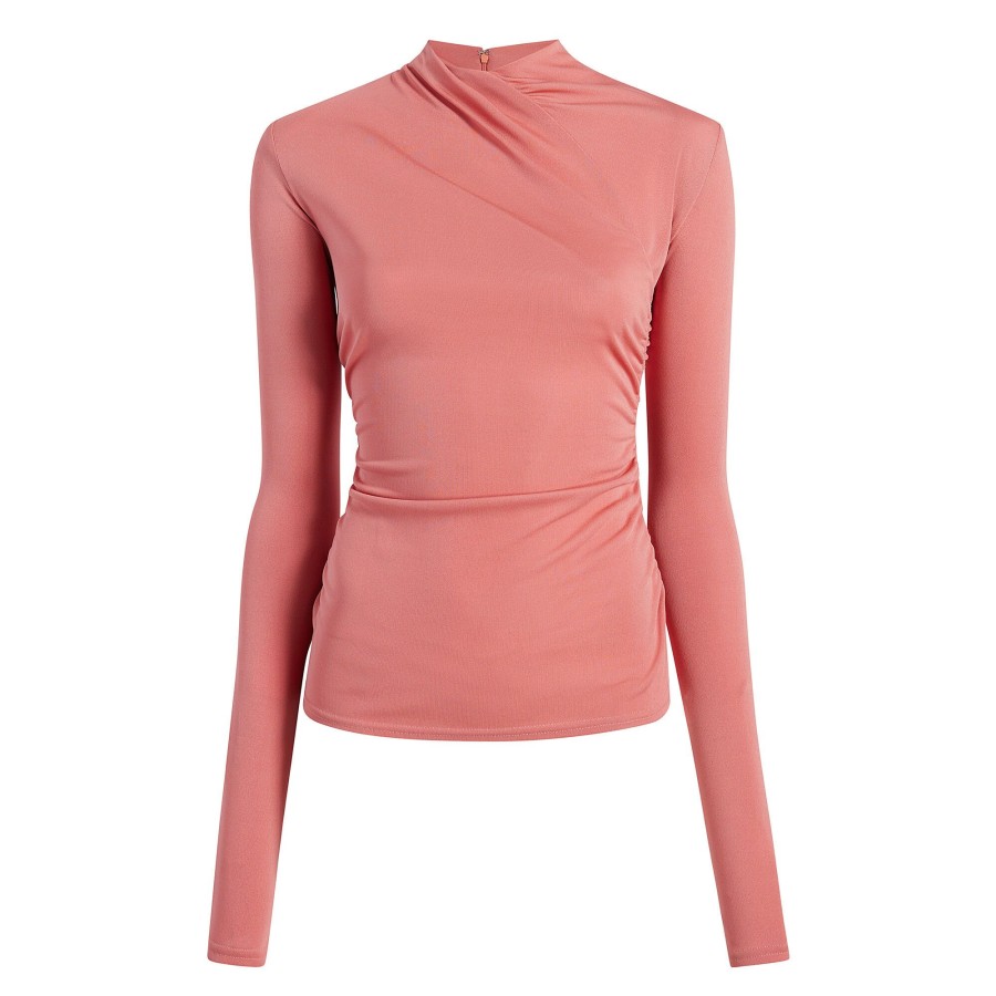 Clothing Another Tomorrow | Crossover Neck Top Pink