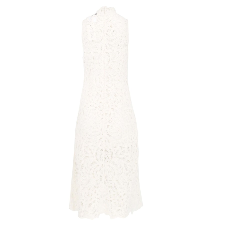 Clothing Sea | Branca Battenburg Sleeveless Dress Cream