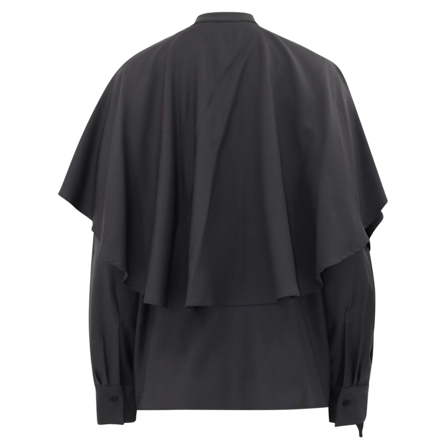 Clothing Loulou Studio | Valo Cape-Effect Wool Shirt Grey Anthracite