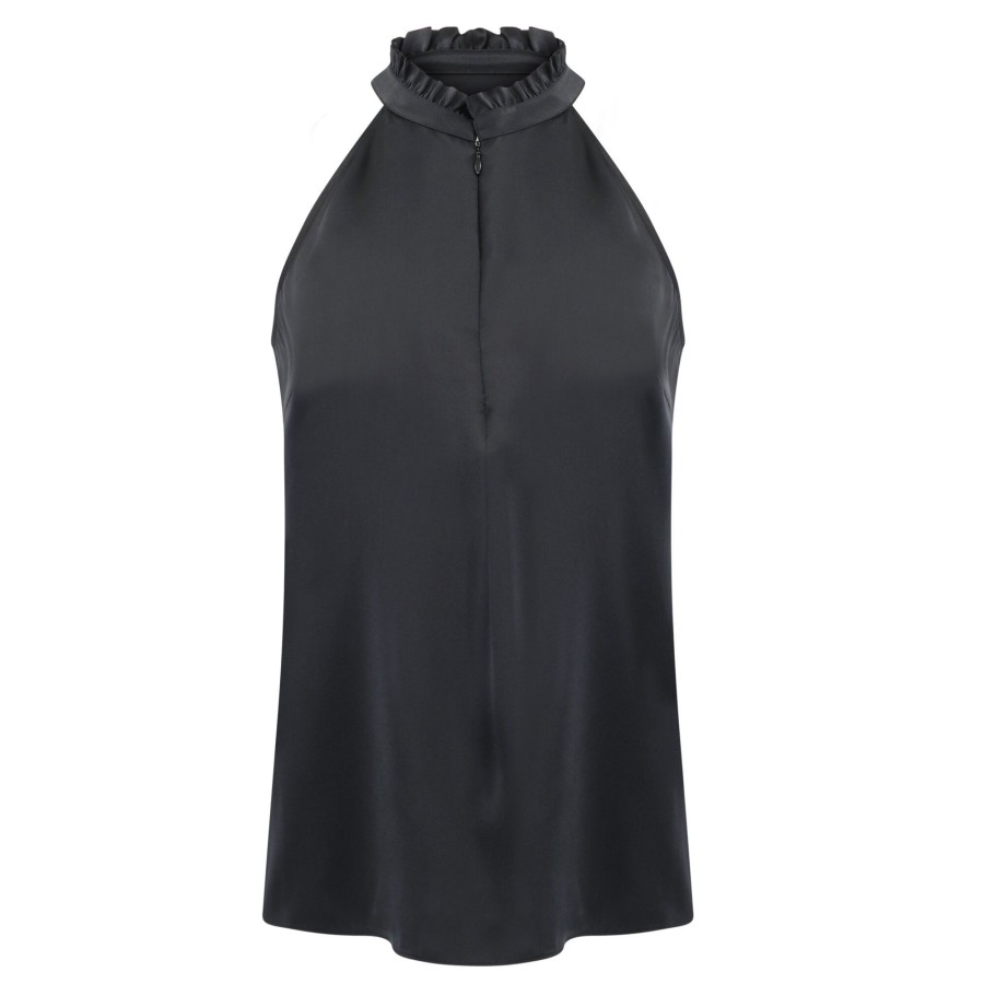 Clothing Go Silk | Go Scuba Cutaway Blouse Black