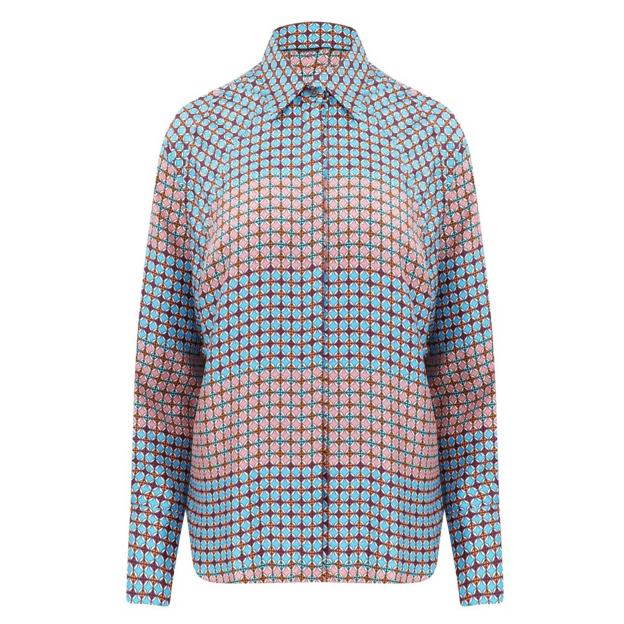 Clothing Odeeh | Mini Tiles Blouse Cerulean