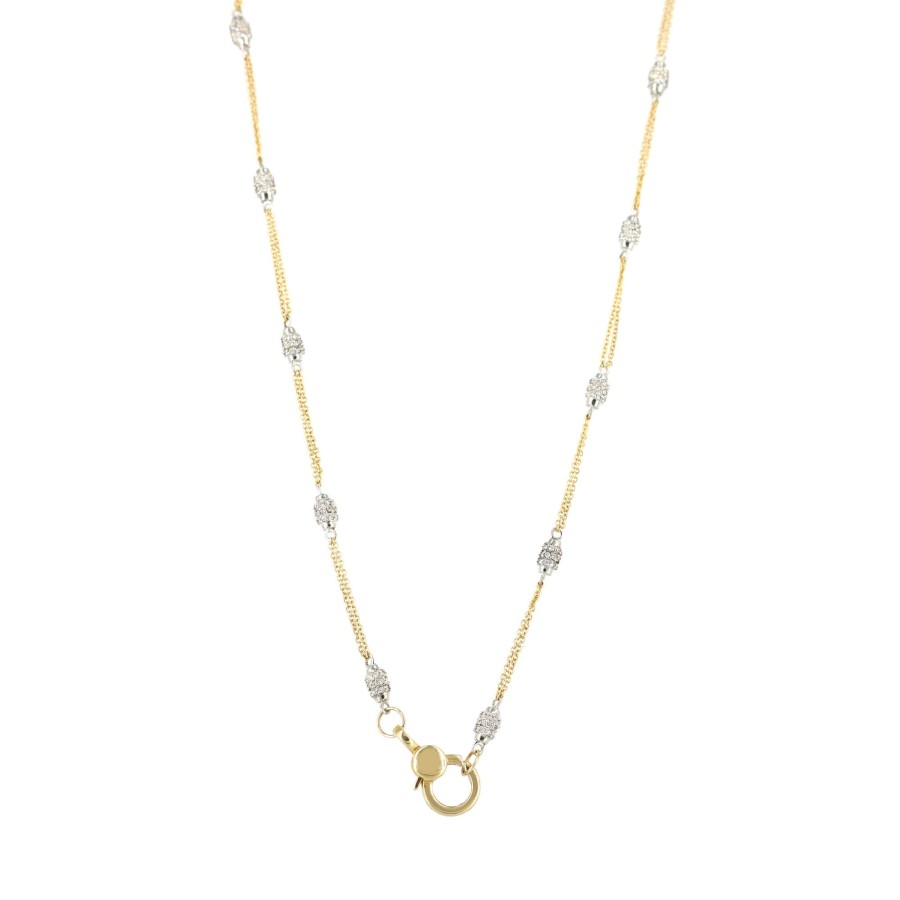 Jewelry Cindy Ensor | Short Pave Barrel Accent Necklace Gold