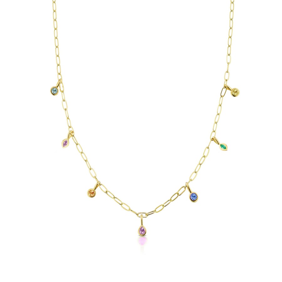 Jewelry Sorellina | Multi-Shape Bezel Necklace Rainbow