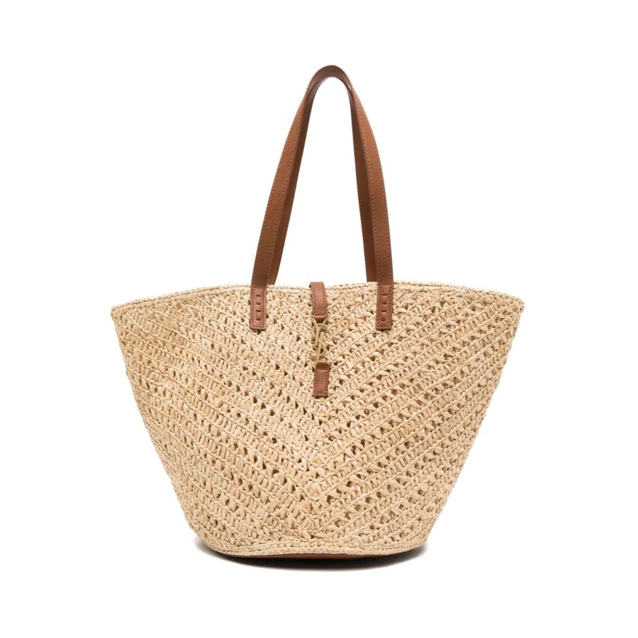 Handbags Saint Laurent | Panier Medium Raffia Tote Naturale/Brick
