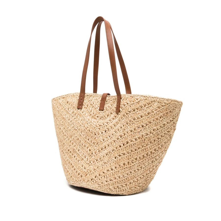 Handbags Saint Laurent | Panier Medium Raffia Tote Naturale/Brick
