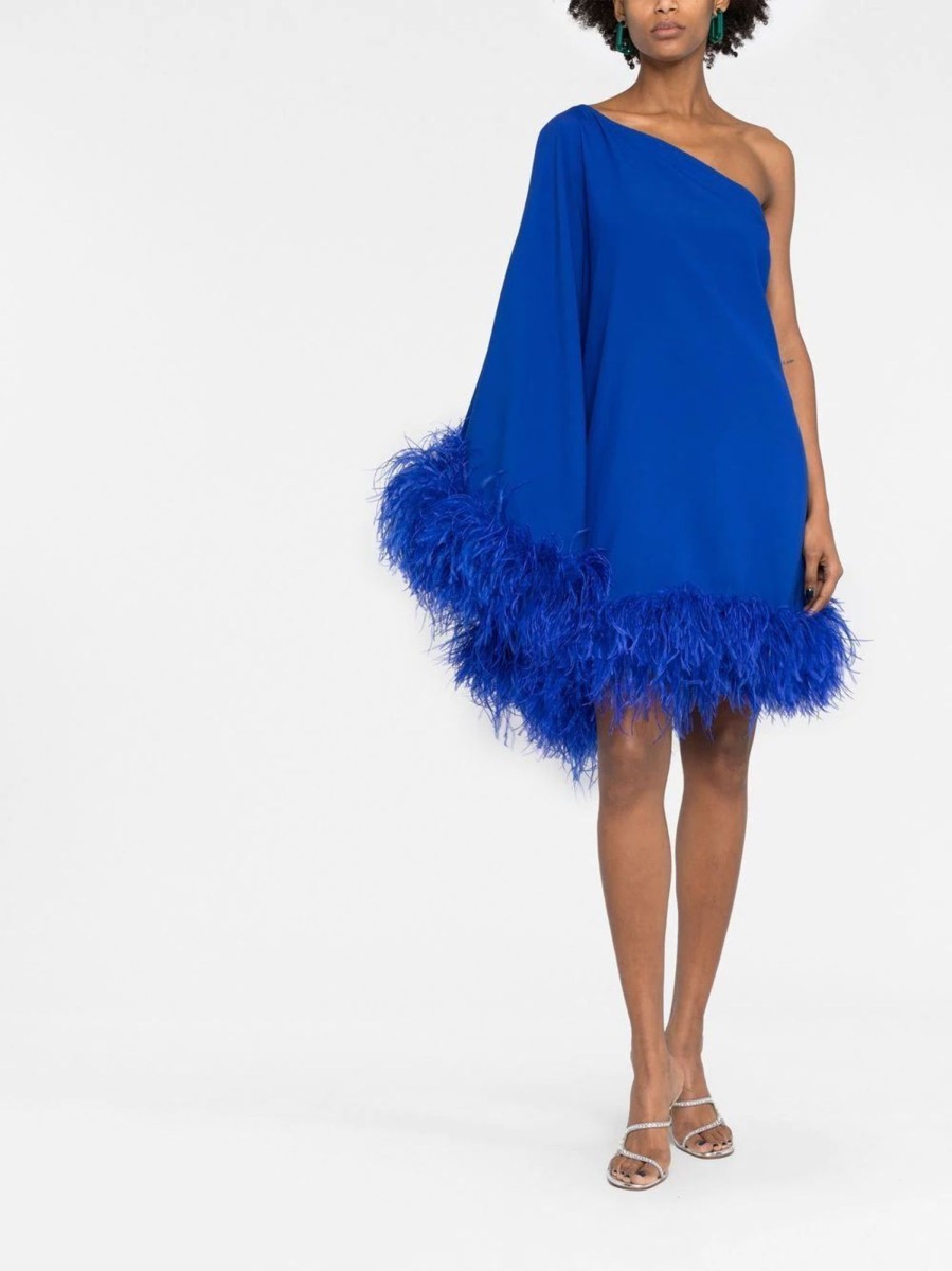 Clothing Taller Marmo | Piccolo Ubud Feather-Trim Dress Royal_Blue