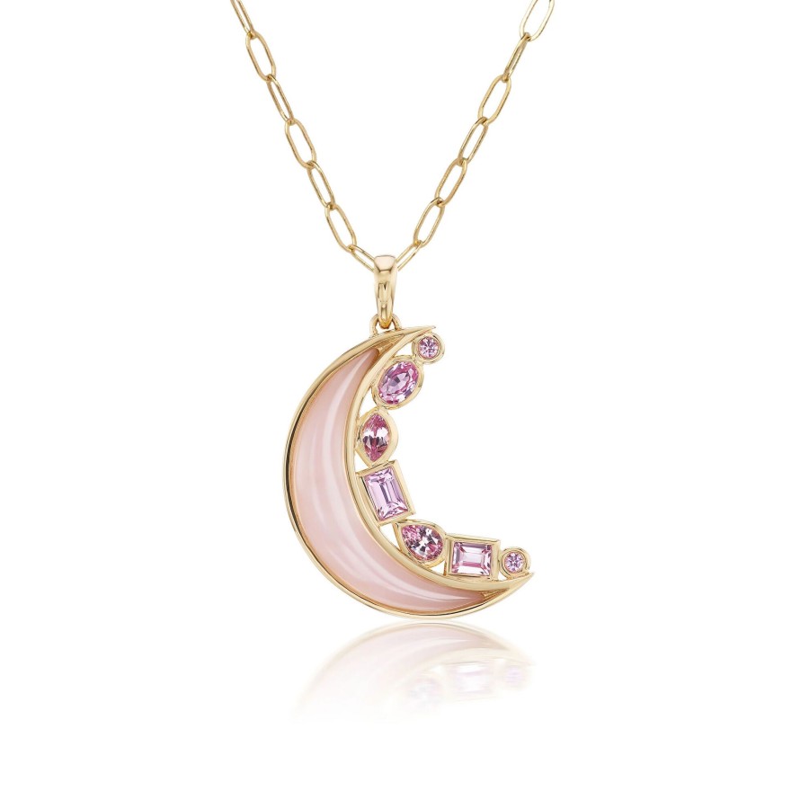 Jewelry Sorellina | Mini Monroe Crescent Moon Necklace Pink
