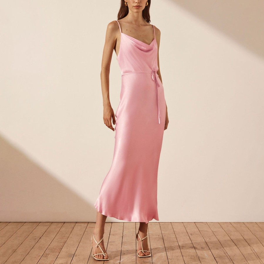 Clothing Shona Joy | La Lune Bias Cowl Midi Dress Peony