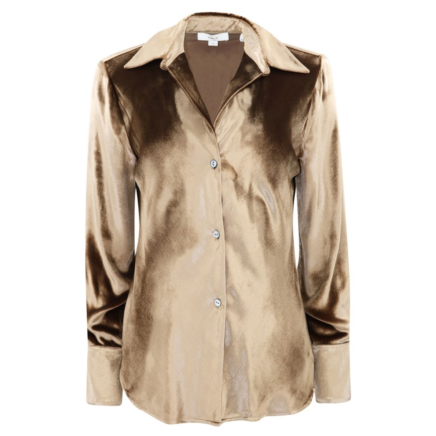 Clothing Vince | Velvet Bias Long Sleeve Shirt Gold Shadow