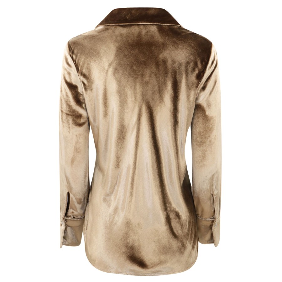 Clothing Vince | Velvet Bias Long Sleeve Shirt Gold Shadow