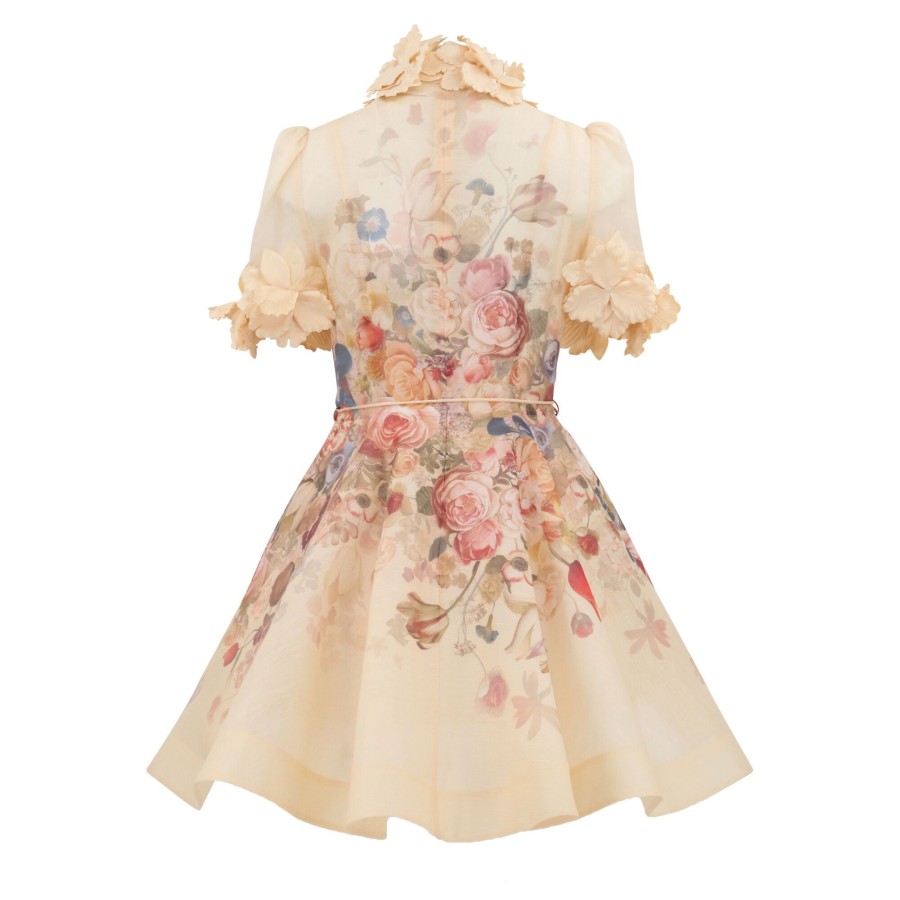 Clothing Zimmermann | Luminosity Liftoff Flower Mini Dress Morisot Cream Print
