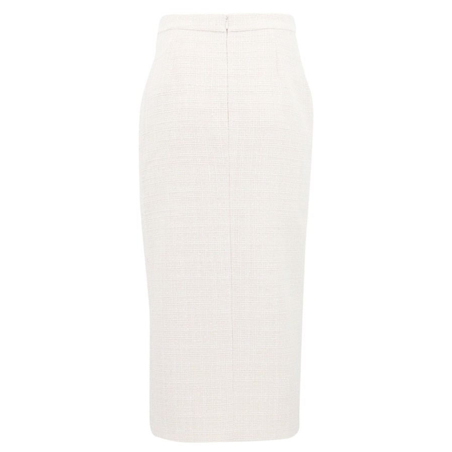 Clothing Self-Portrait | Boucle Midi Skirt Cream