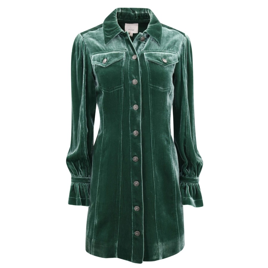 Clothing Cinq à Sept | Dillon Velvet Button-Front Mini Dress Dark Emerald