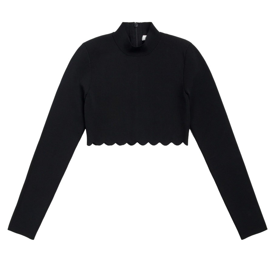 Clothing A.L.C. | Bea Scalloped Knit Crop Top Black