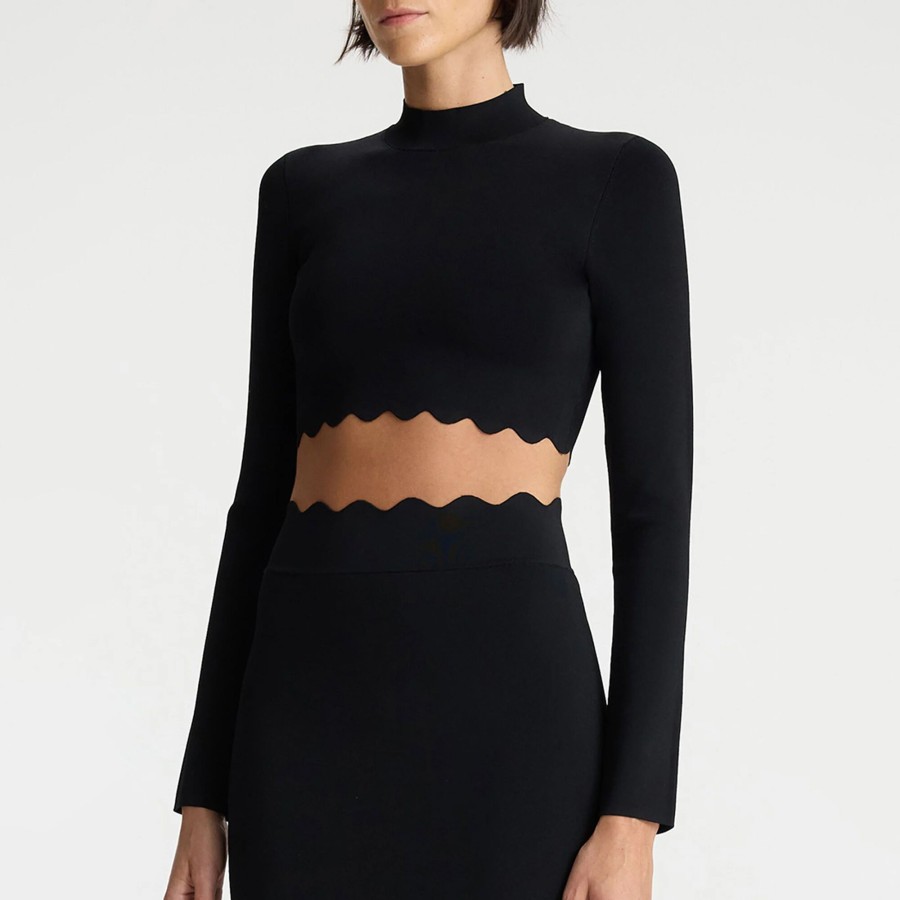 Clothing A.L.C. | Bea Scalloped Knit Crop Top Black