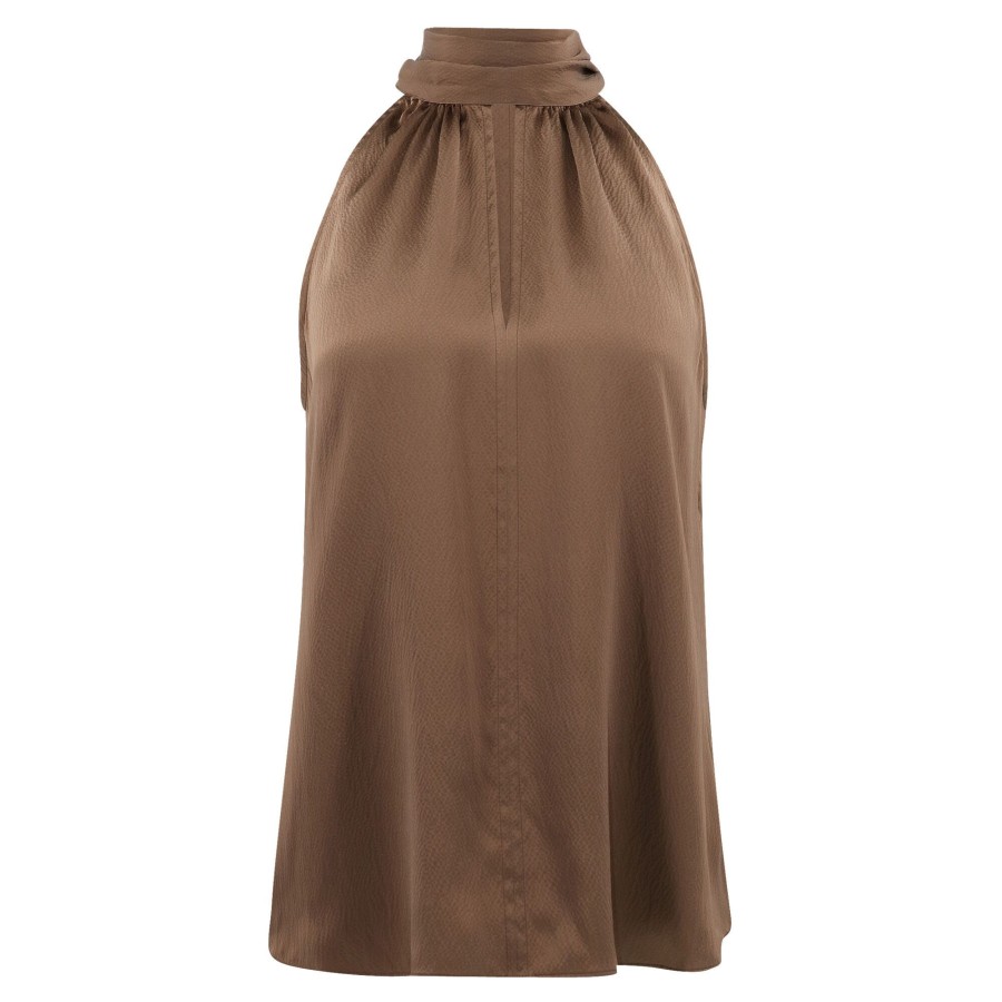 Clothing Go Silk | Go Over The Bow Top Tobacco