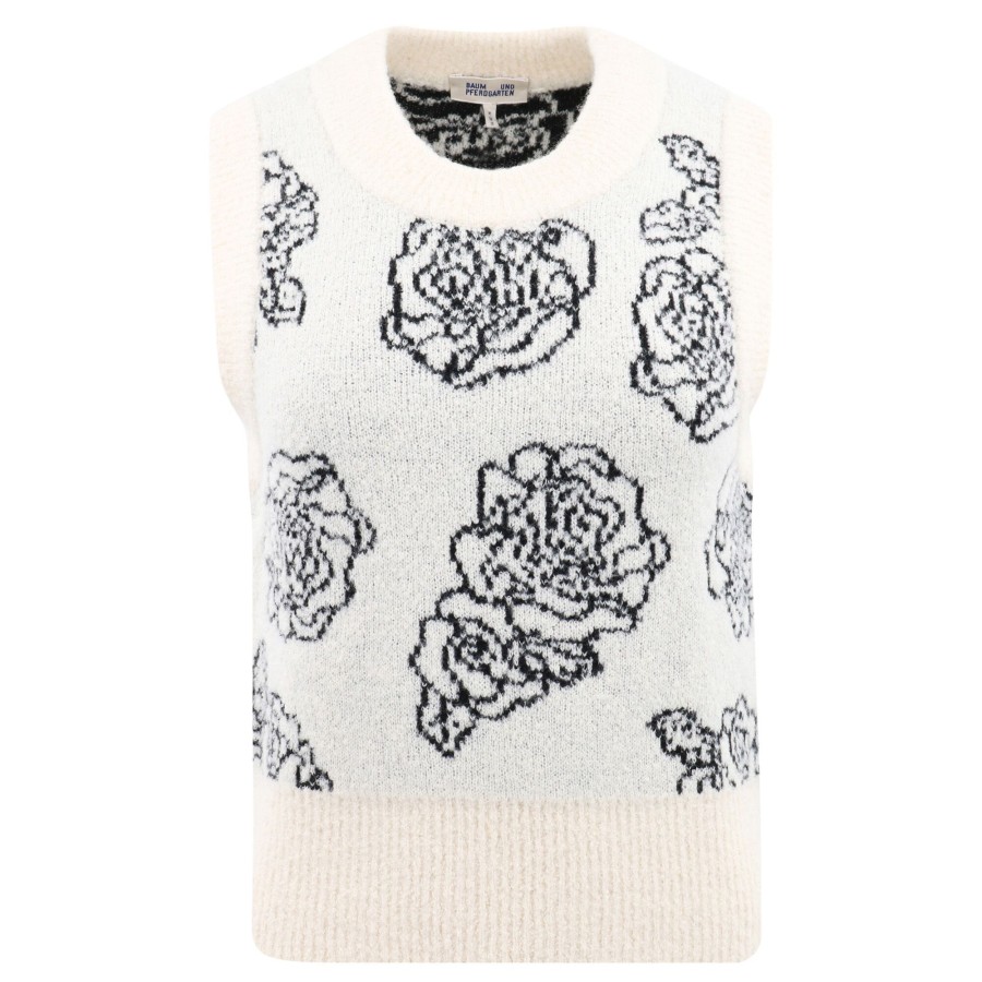 Clothing Baum Und Pferdgarten | Corry Embroidery Flower Sweater Creme