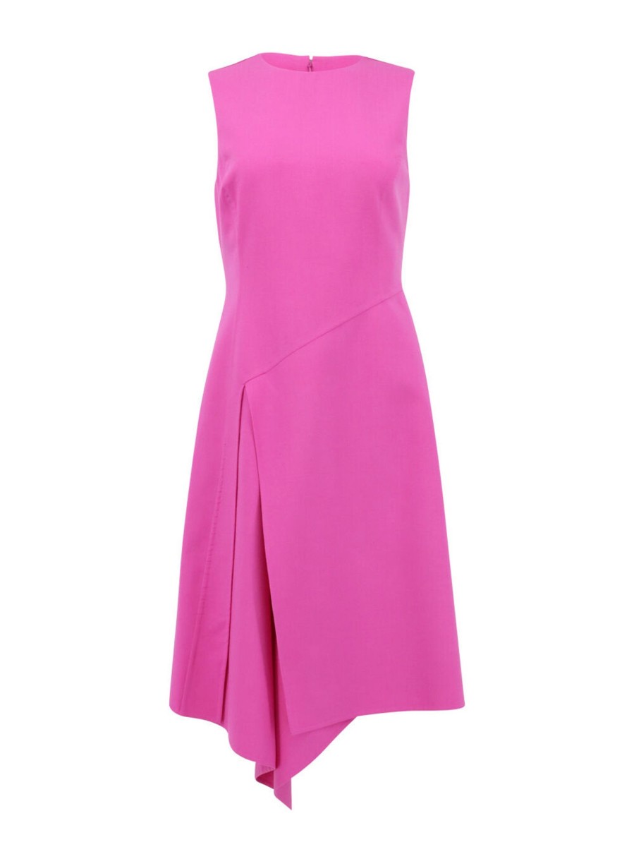 Clothing Oscar de la Renta | Wool Dress With Draped Skirt Detail Orchid