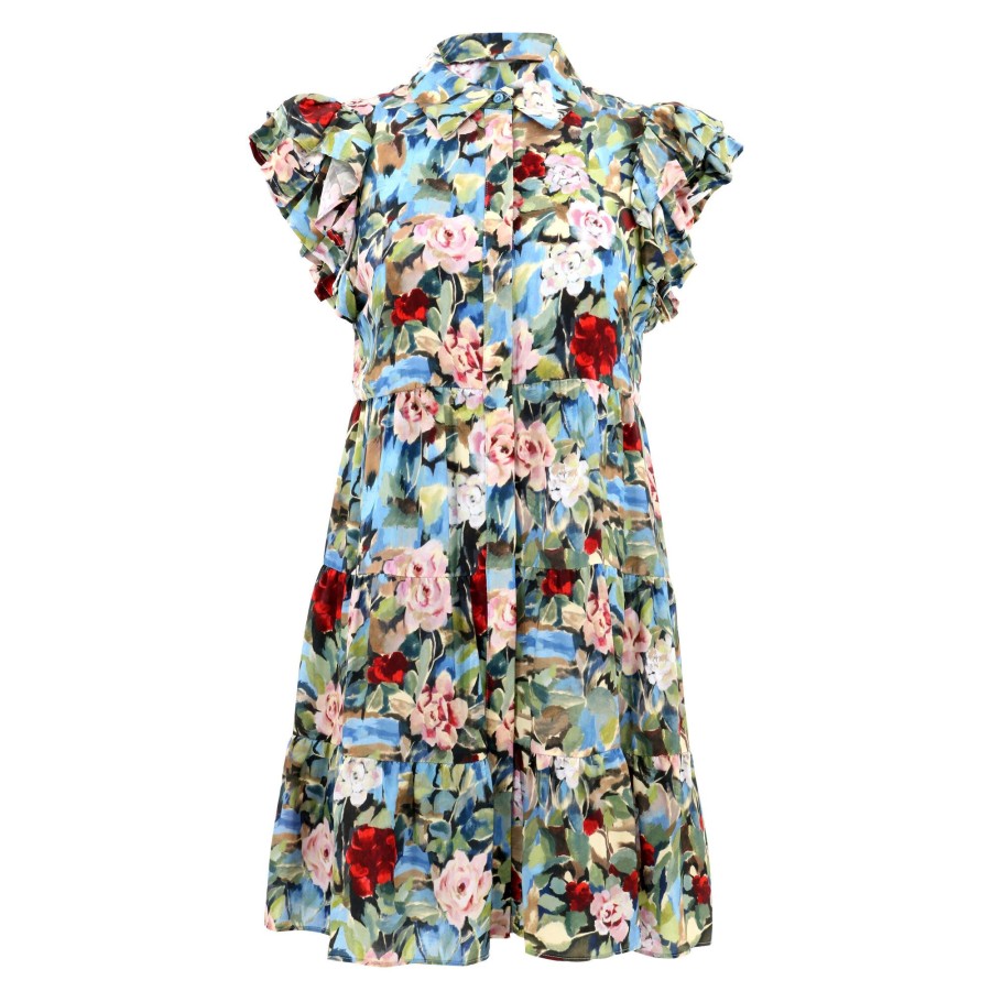 Clothing Alice + Olivia | Meeko Ruffle Sleeve Shirt Dress Breeze Floral