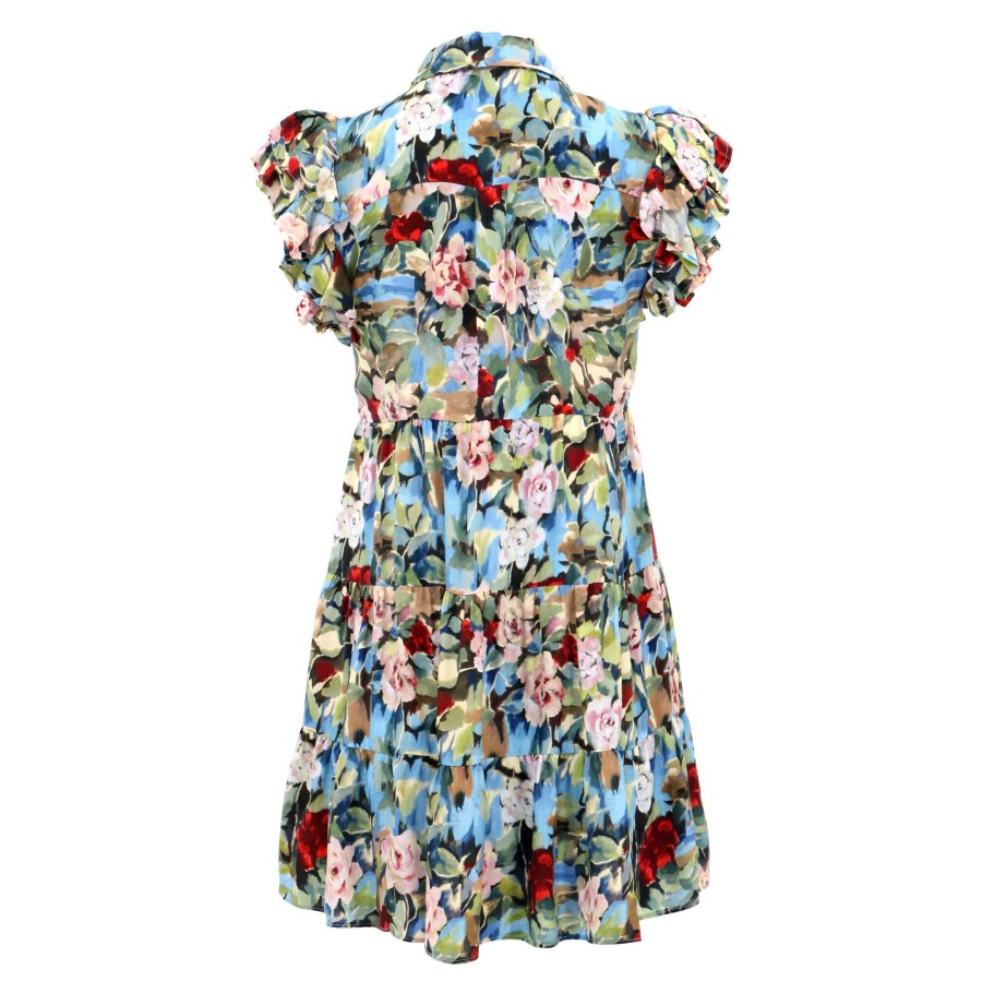 Clothing Alice + Olivia | Meeko Ruffle Sleeve Shirt Dress Breeze Floral