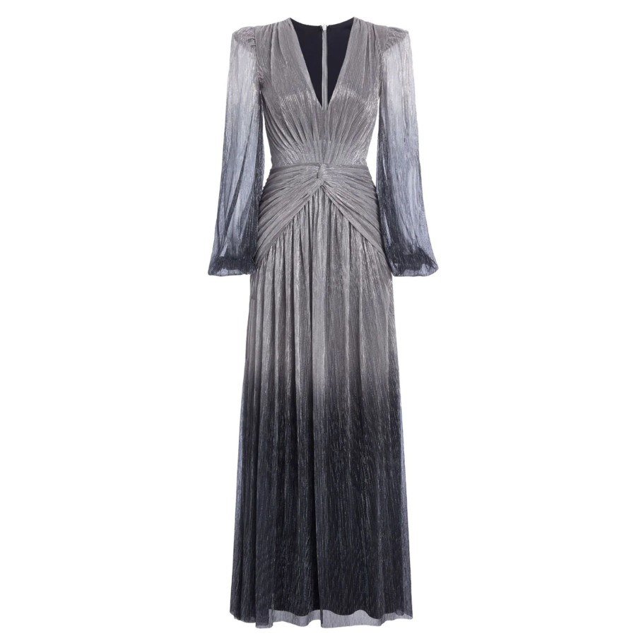 Clothing PatBo | Ombre Lurex Plunge Gown Silver