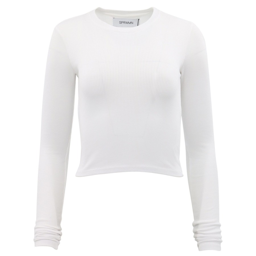 Clothing SPRWMN | Cropped Long Sleeve Tee White