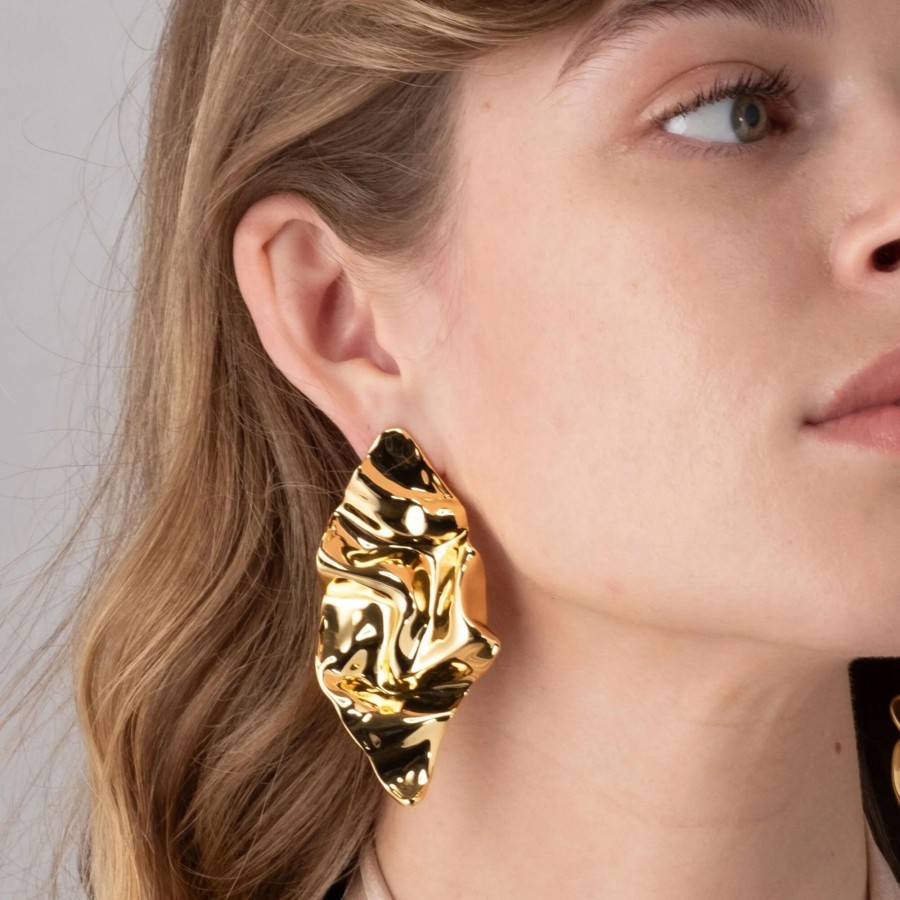 Jewelry Alexis Bittar | Crumpled Large Post Earrings 14K Gold