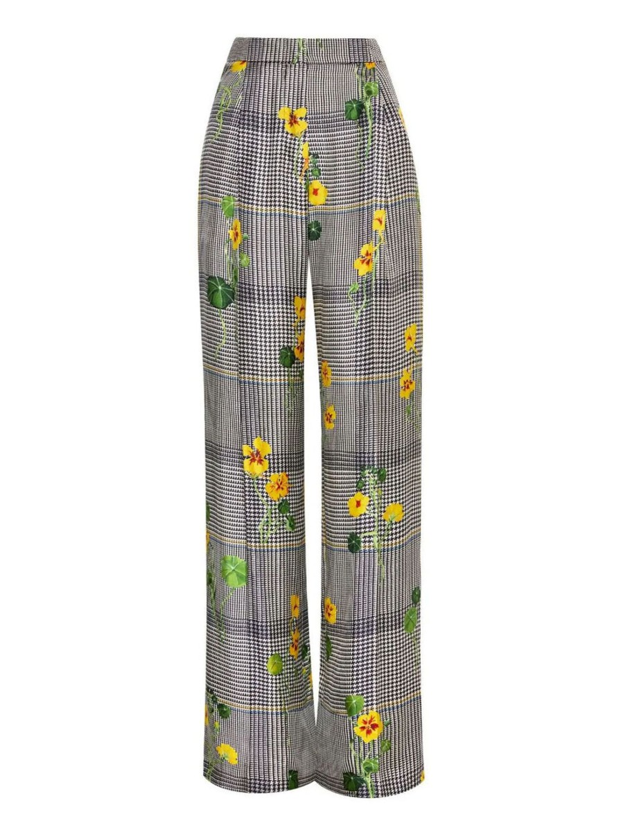 Clothing Oscar de la Renta | Wide Leg Nasturtium Plaid Pants Ivory Multi