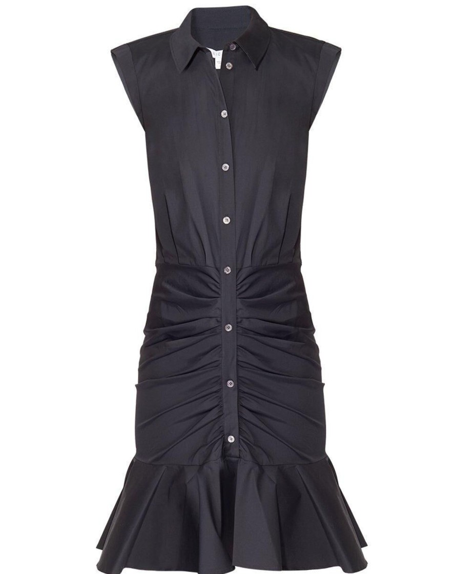 Clothing Veronica Beard | Bell Button Down Ruched Shirtdress White
