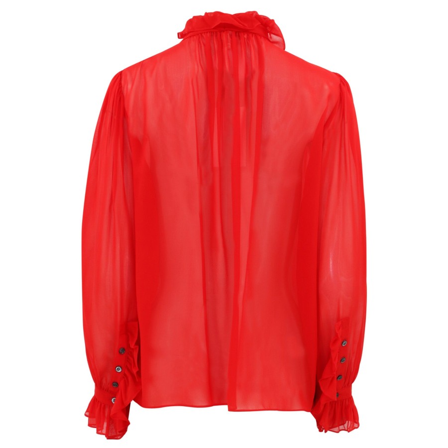 Clothing Frame | Ruffle Front Button Up Shirt Noir