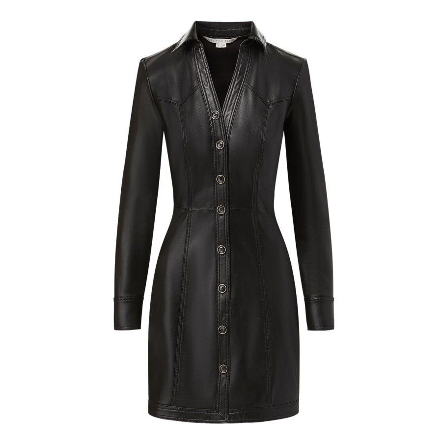 Clothing Veronica Beard | Garrett Vegan Leather Dress Black