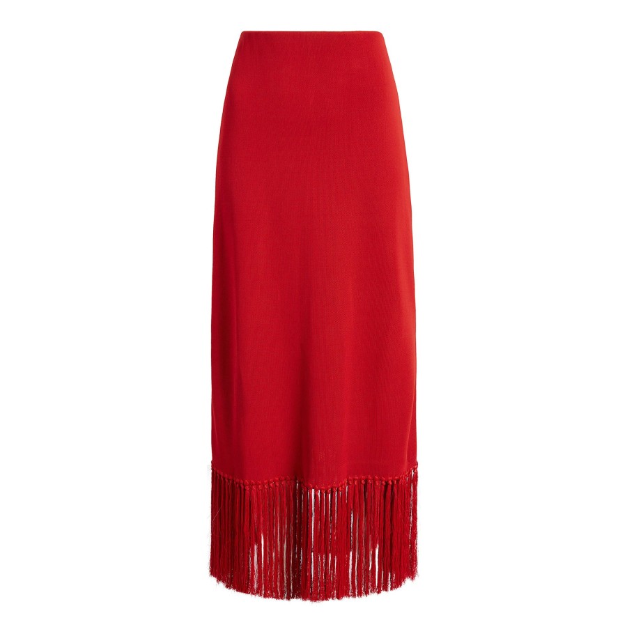Clothing Another Tomorrow | Knit Fringe Maxi Skirt Tomato