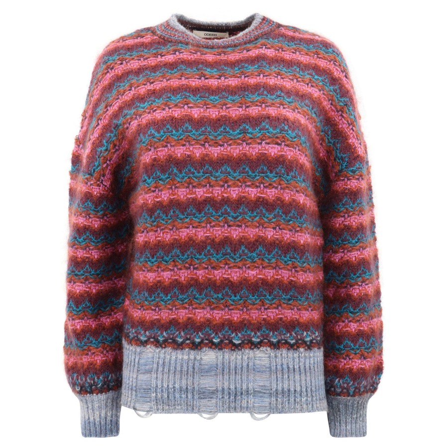 Clothing Odeeh | Blurry Stripes Sweater Cinnamon