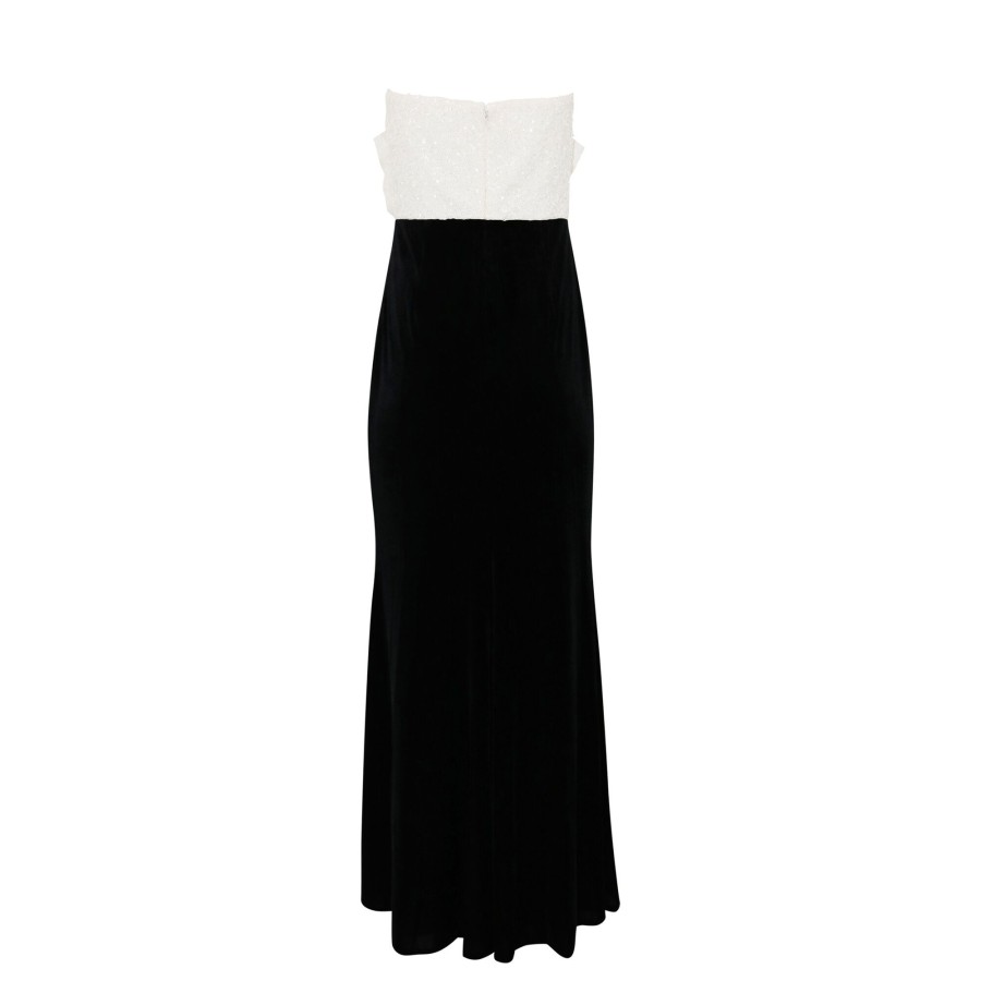 Clothing Badgley Mischka | Rosette Bodice Gown Black/White