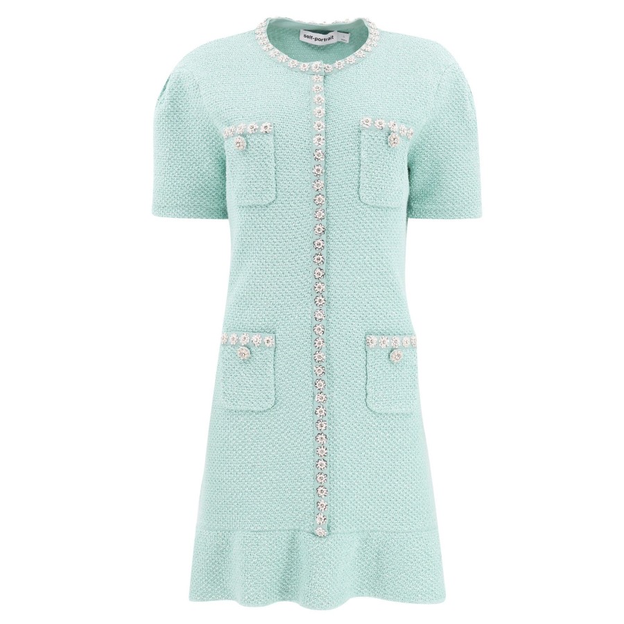 Clothing Self-Portrait | Sequin Knit Mini Dress Blue