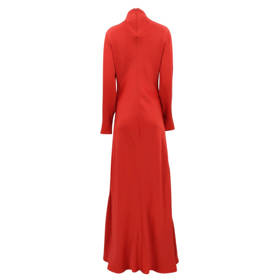 Clothing LaPointe | Satin Bias Tab Gown With Slit Carnelia